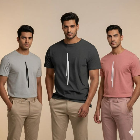 Men’s Round Neck Graphic Printed T-Shirts Combo Pack of 3- FL