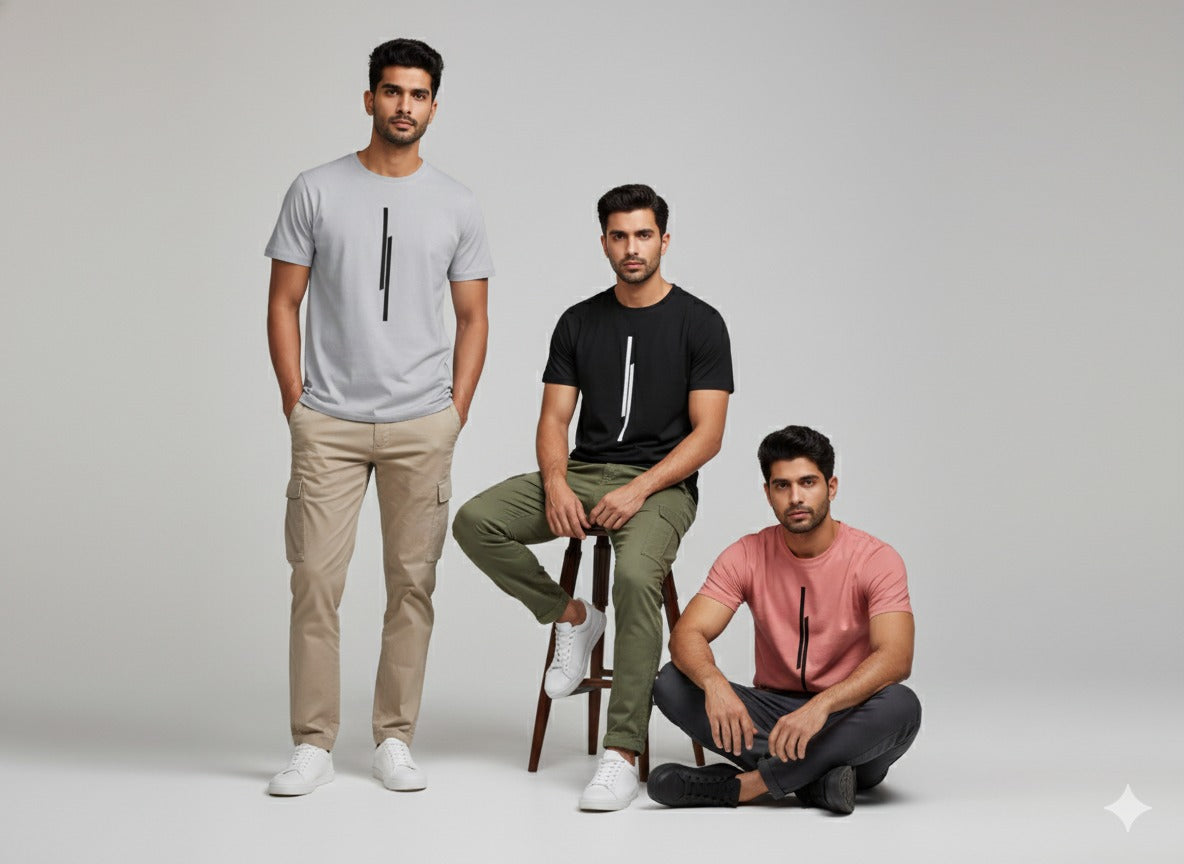 Men’s Round Neck Graphic Printed T-Shirts Combo Pack of 3- FL