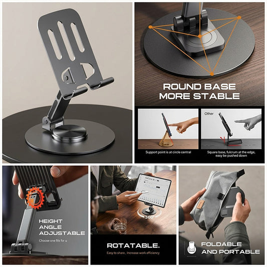 360° Adjustable Aluminium Phone Stand with Anti-Slip Base