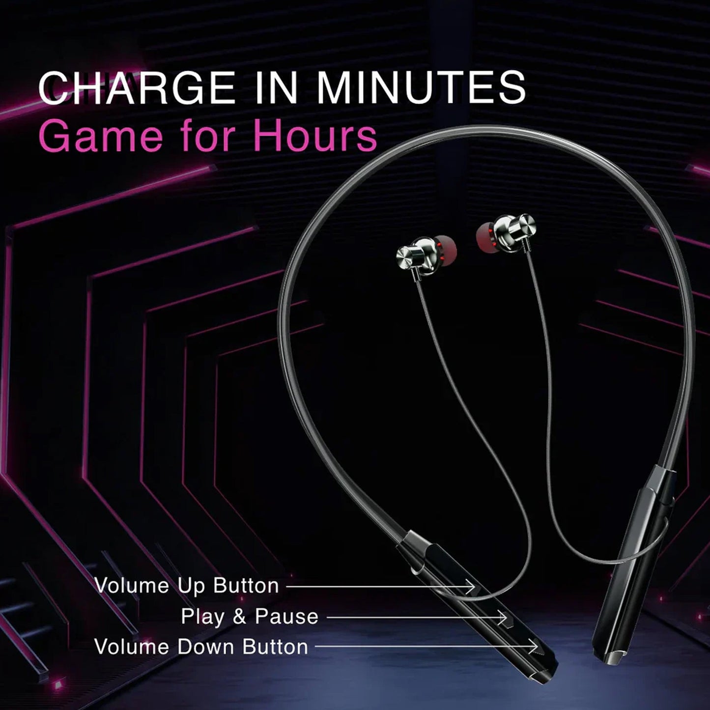 Wireless Bluetooth Neckband Earphones with Deep Bass Sound- FL