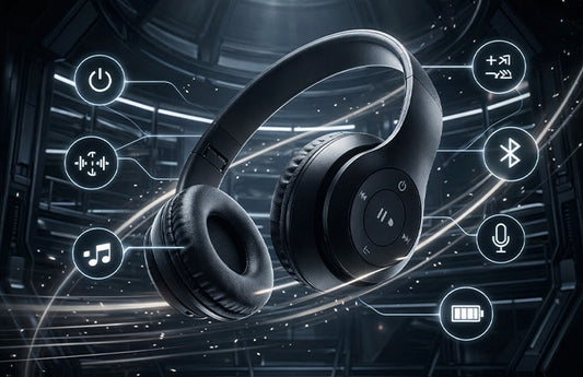CTRL8 dual-mode wireless headphones with mic featuring immersive sound and Bluetooth connectivity in black