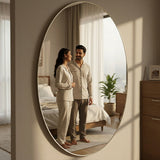 Crystal View Oval Decorative Wall Mirror with Modern Finish- FL