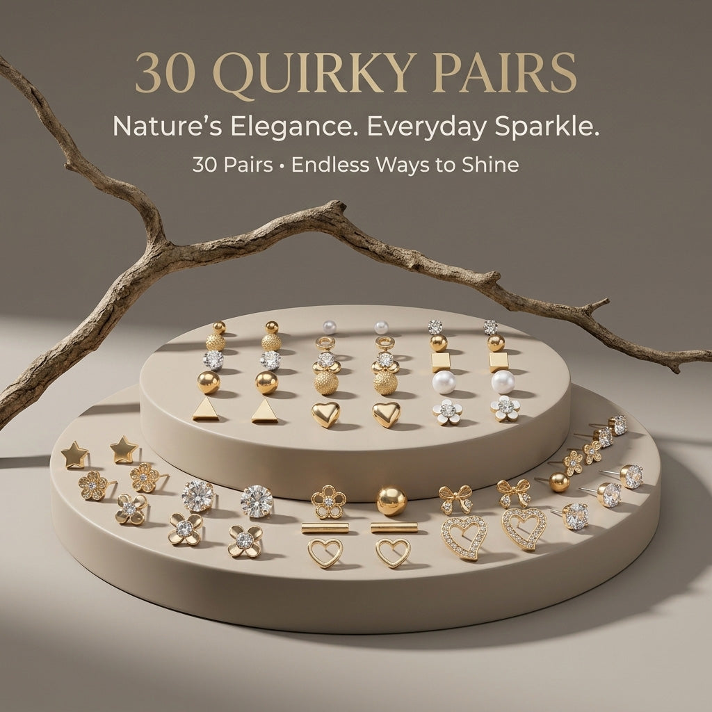 Desert Luxe Collection – 30 Quirky Pairs Stud & Hoop Earring Set - FK