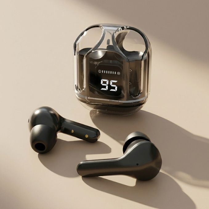 Transparent Ultrapods Max TWS Earbuds with LED Display Case