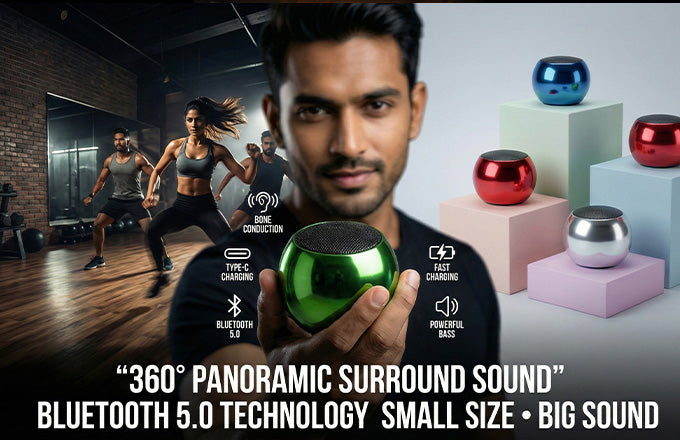 Premium Mini Steel Wireless Speaker with Powerful Surround Sound- FL