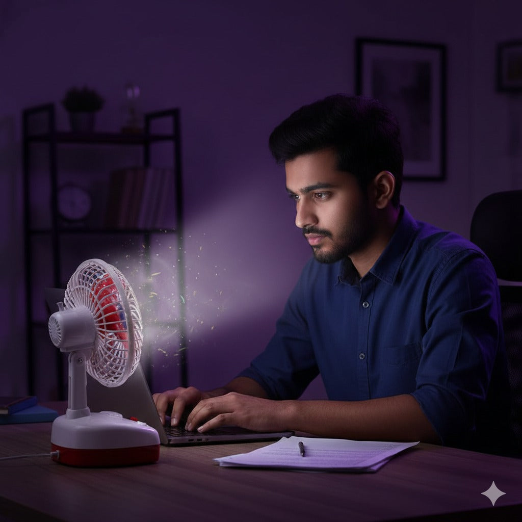Rechargeable Portable Fan with LED Light- FL