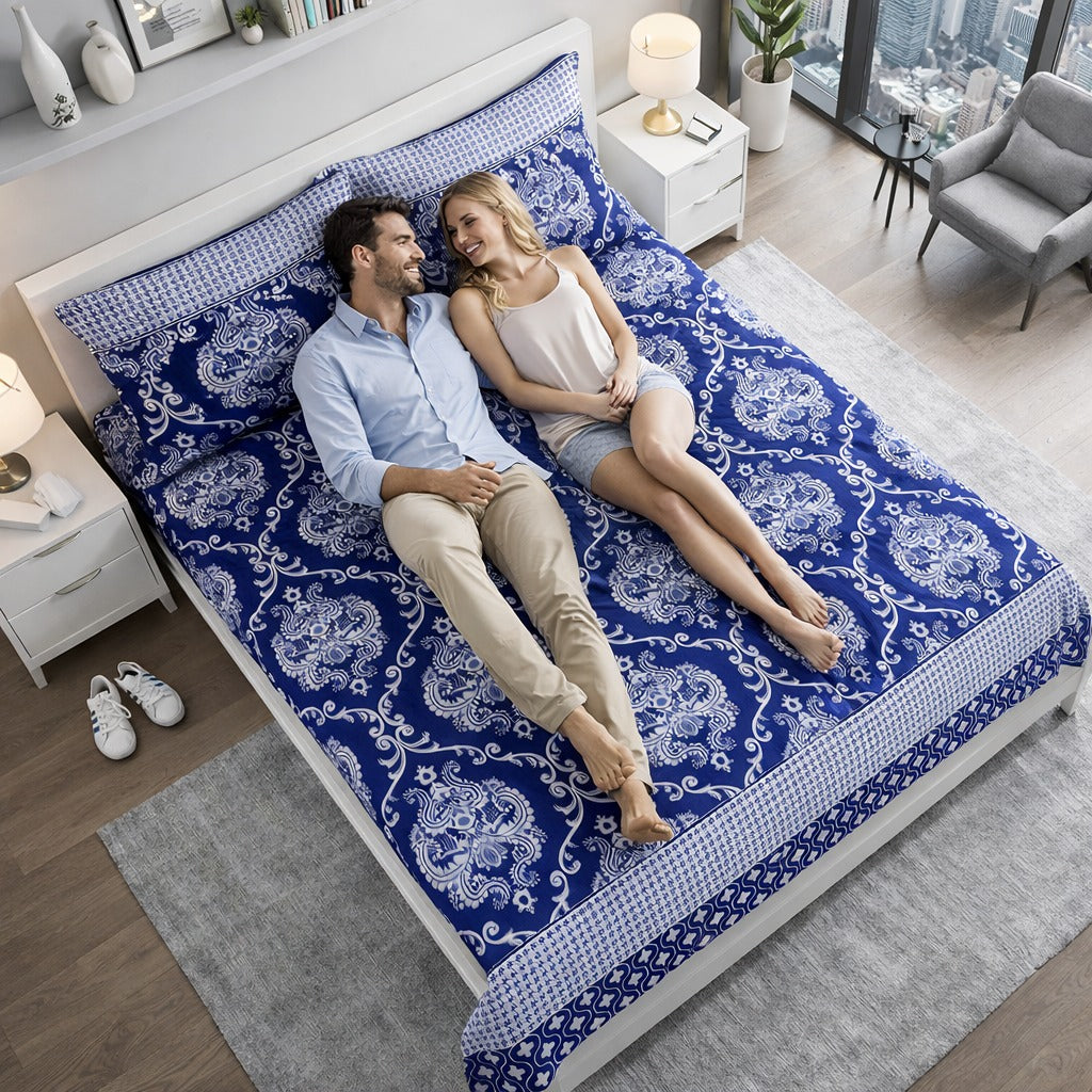 Soft Cotton Double Bedsheet Set with 2 Pillow Covers- FL