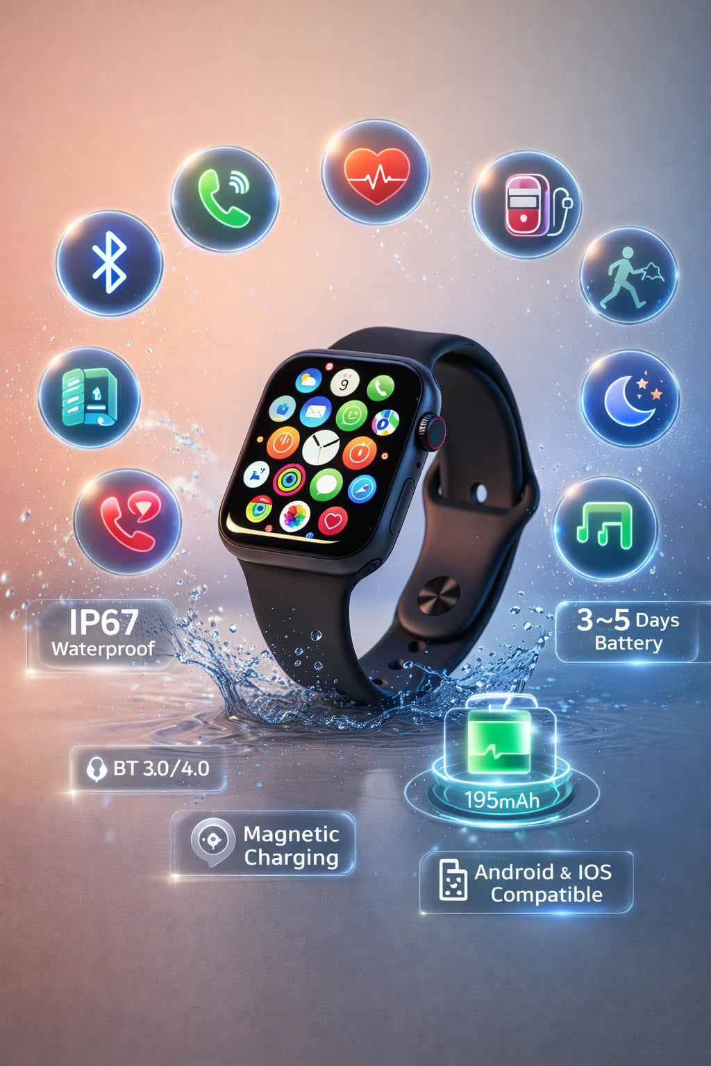 T500 Smartwatch with Bluetooth Calling & ECG- FL