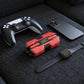 CTRL8 K8 true wireless earbuds in red displayed with gaming controller, smartwatch, and smartphone on a sofa