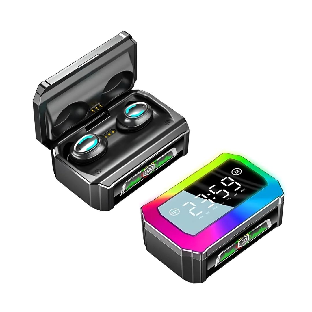 Wireless Bluetooth Earbuds with Powerbank Case and Display Clock