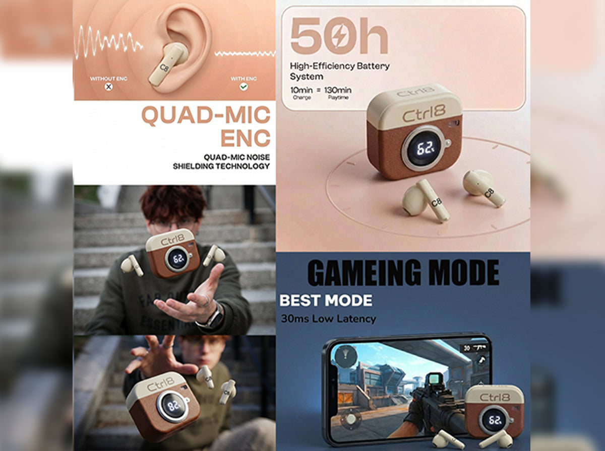 Ctrl8_Q86_Retro Camera Design Portable TWS Wireless Earbuds-GOC