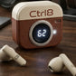 CTRL8 Retro Camera Design Portable TWS Wireless Earbuds with digital battery display and unique case design
