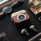 CTRL8 Retro Camera Design Portable TWS Wireless Earbuds displayed on a desk with stylish case and digital battery indicator