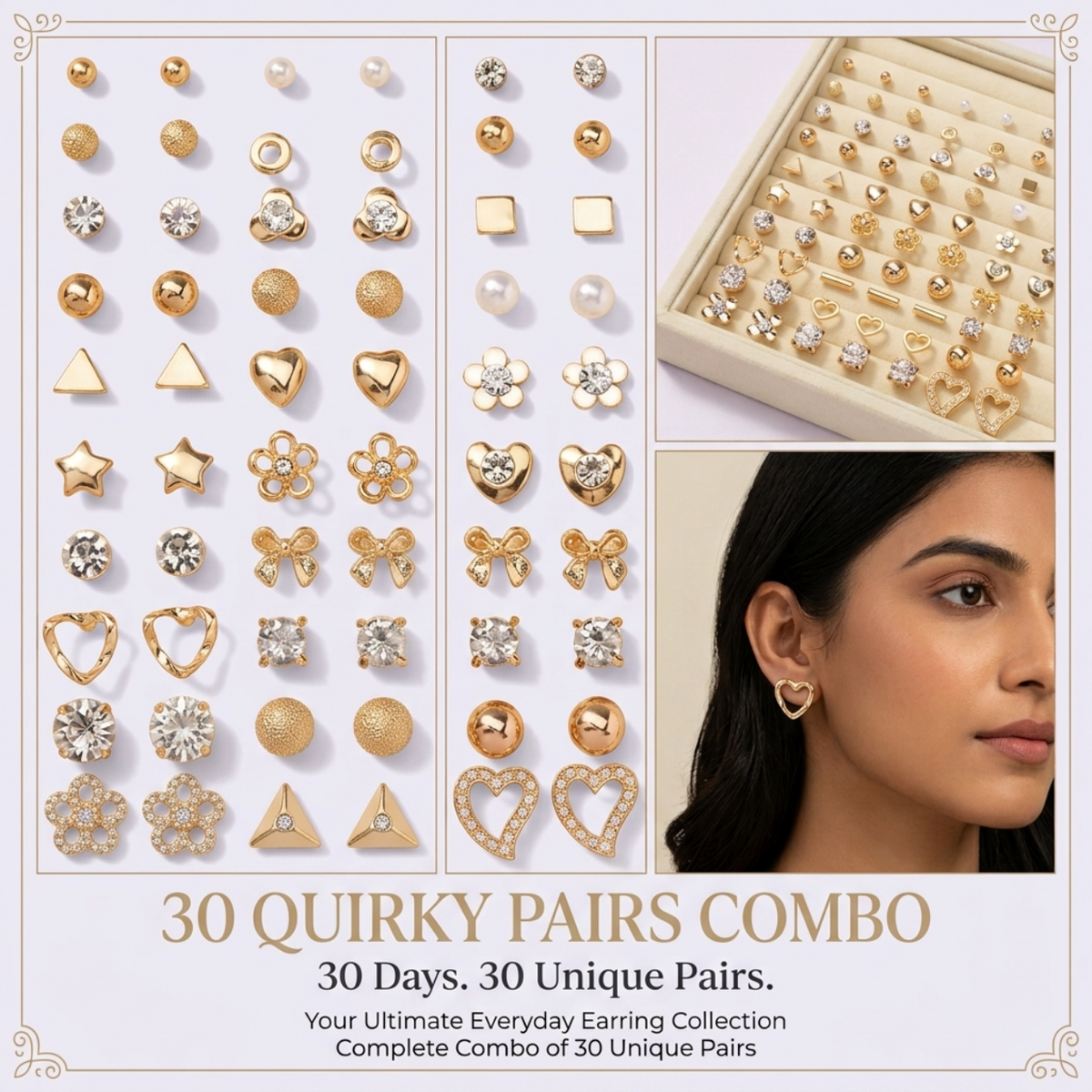 Desert Luxe Collection – 30 Quirky Pairs Stud & Hoop Earring Set - FK
