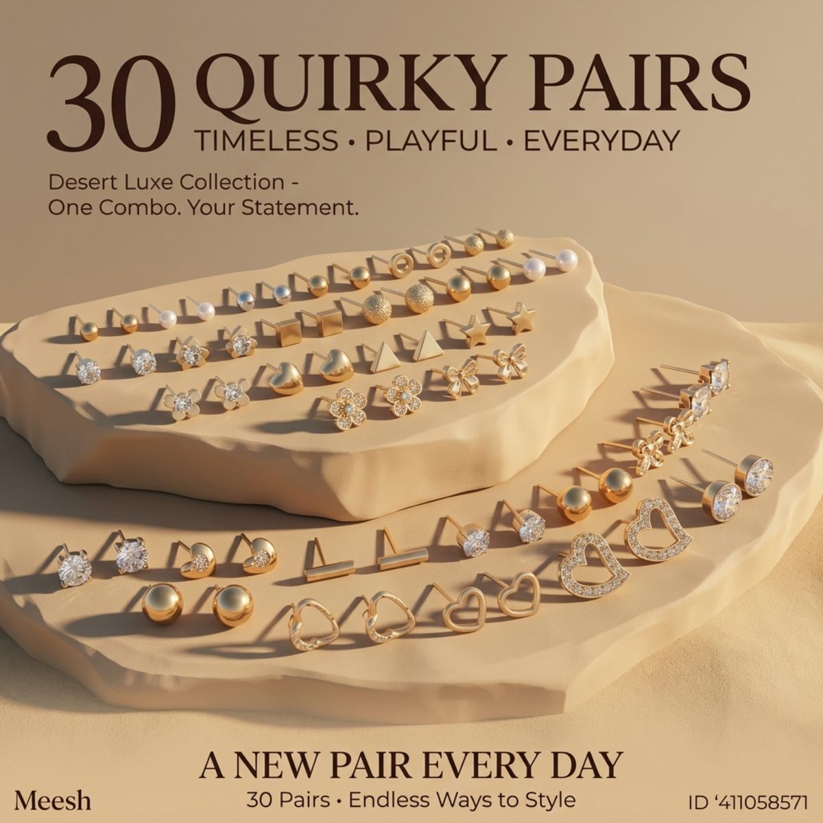 Desert Luxe Collection – 30 Quirky Pairs Stud & Hoop Earring Set - FK