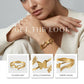 Butterfly Leaf Design Gold-Tone Cuff Bracelet - FK