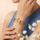 Butterfly Leaf Design Gold-Tone Cuff Bracelet - FK