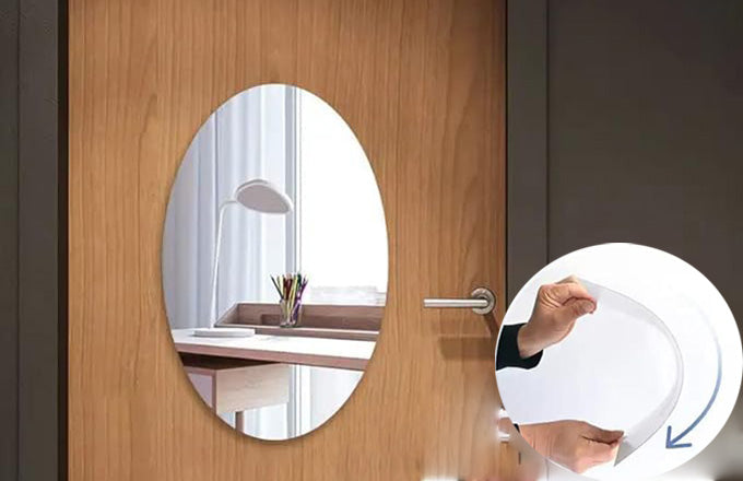 Crystal View Oval Decorative Wall Mirror with Modern Finish- FL